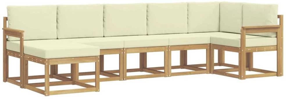 Lauko sofos komplektas 7 vnt. Balta ir kreminė Poliesteris