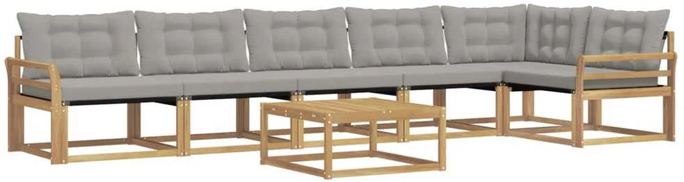 Lauko sofos komplektas 7 vnt. Balta ir šviesiai pilka