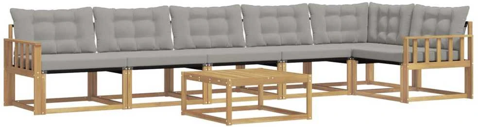 Lauko sofos komplektas 7 vnt. Balta ir šviesiai pilka