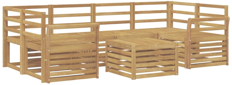 Lauko sofos komplektas 7 vnt. Balta Kietos akacijos mediena