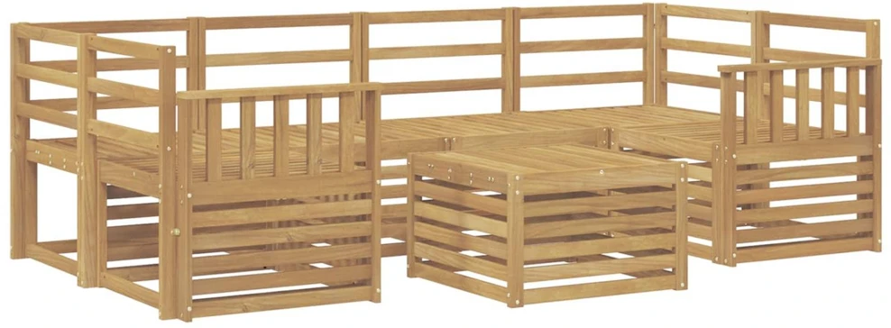Lauko sofos komplektas 7 vnt. Balta Kietos akacijos mediena