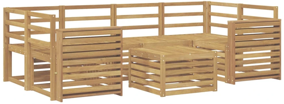 Lauko sofos komplektas 7 vnt. Balta Kietos akacijos mediena