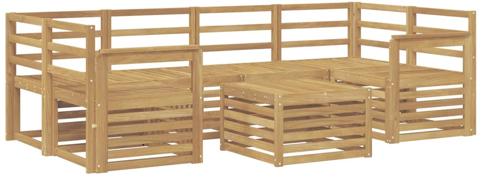 Lauko sofos komplektas 7 vnt. Balta Kietos akacijos mediena