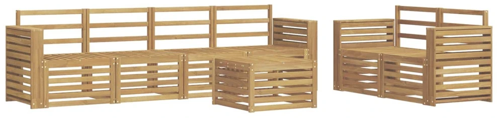 Lauko baldų komplektas Lauko sofos komplektas 7 vnt. Balta Kietos akacijos mediena