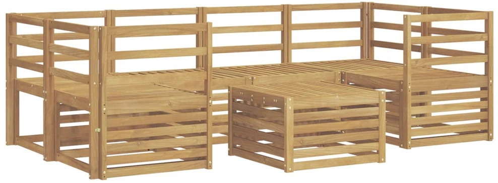 Lauko sofos komplektas 7 vnt. Balta Kietos akacijos mediena