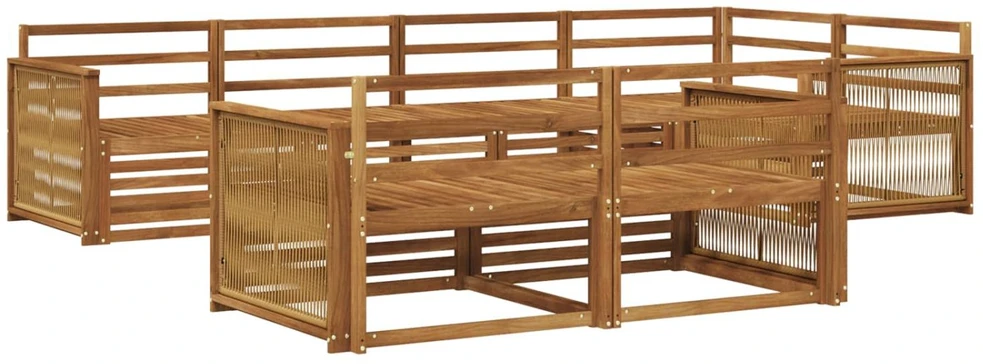 Lauko sofos komplektas 7 vnt. Natūrali