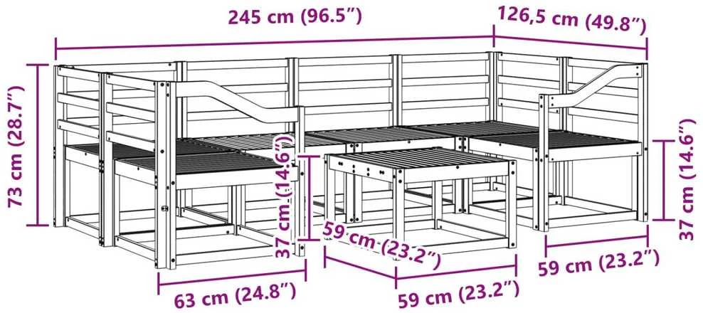 Lauko sofos komplektas 7 vnt. Natūrali Kietos akacijos mediena