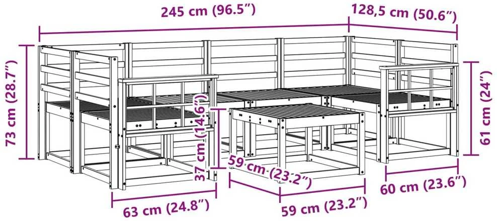 Lauko sofos komplektas 7 vnt. Natūrali Kietos akacijos mediena