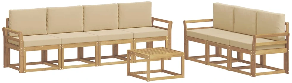 Lauko sofos komplektas 7 vnt. 7 vietos Balta ir kreminė