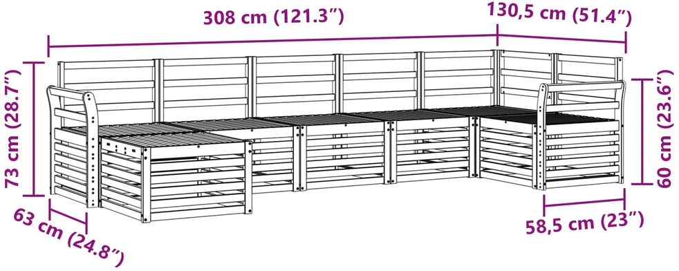 Lauko sofos komplektas 7 vnt. Balta