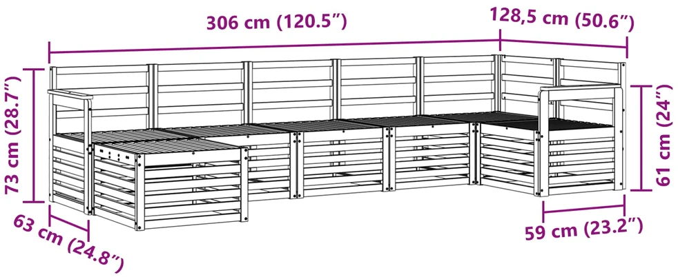 Lauko sofos komplektas 7 vnt. Balta