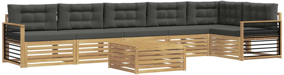 Lauko sofos komplektas 7 vnt. 6 vietos Balta ir antracito