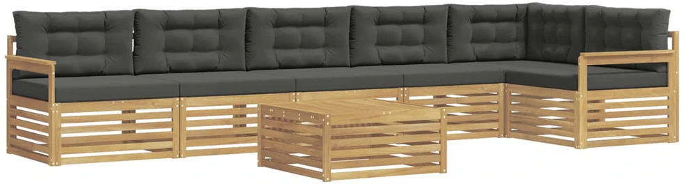 Lauko sofos komplektas 7 vnt. 6 vietos Balta ir antracito