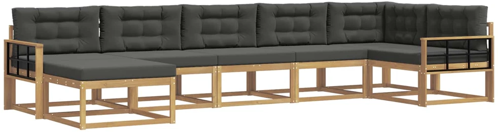 Lauko sofos komplektas 7 vnt. 7 vietos Balta ir antracito