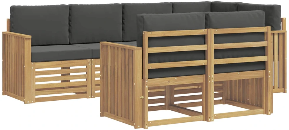 Lauko sofos komplektas 7 vnt. 7 vietos Balta ir antracito