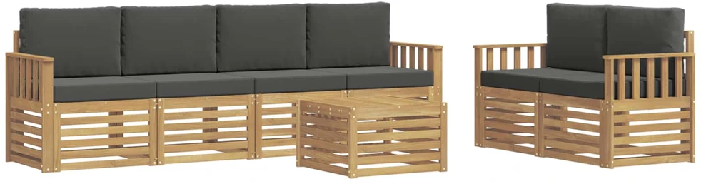 Lauko sofos komplektas 7 vnt. 6 vietos Balta ir antracito