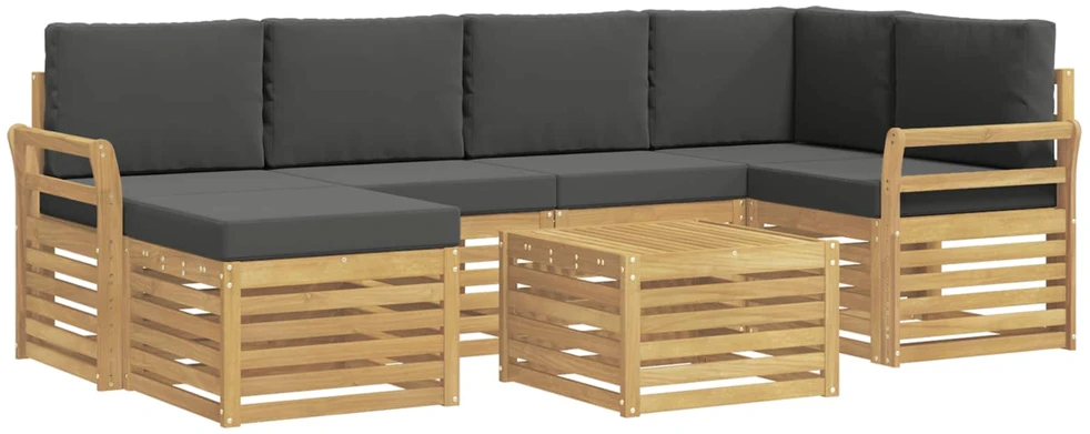 Lauko sofos komplektas 7 vnt. 5 vietos Balta ir antracito