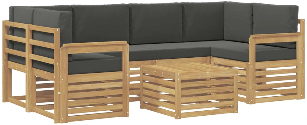 Lauko sofos komplektas 7 vnt. 6 vietos Balta ir antracito