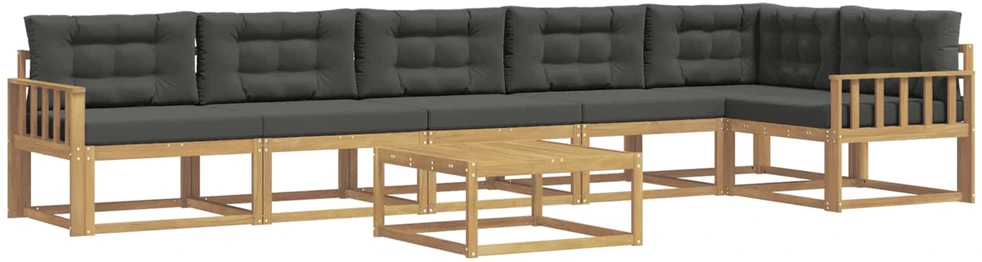 Lauko sofos komplektas 7 vnt. 6 vietos Balta ir antracito