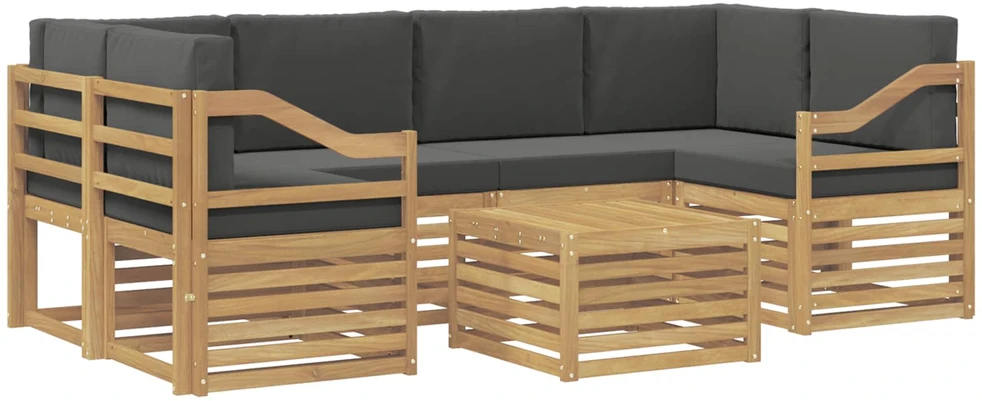 Lauko sofos komplektas 7 vnt. 6 vietos Balta ir antracito