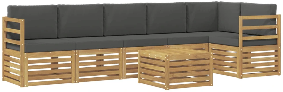 Lauko sofos komplektas 7 vnt. 6 vietos Balta ir antracito