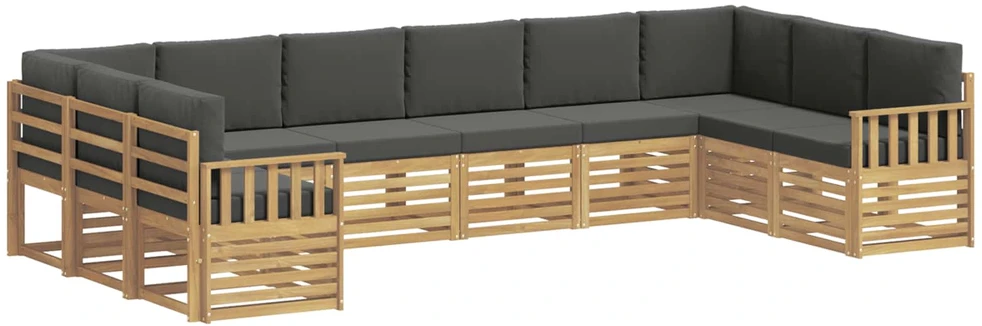 Lauko sofos komplektas 10 vnt. 10 vietos Balta ir antracito