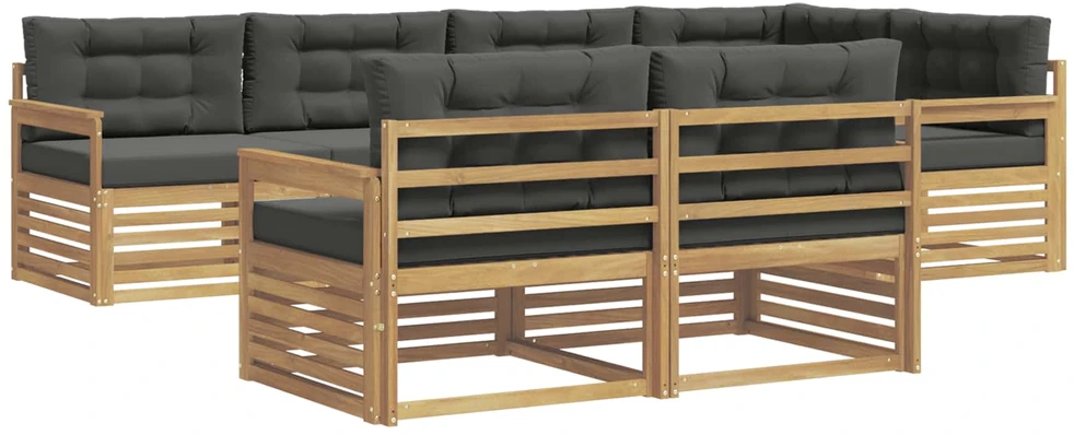 Lauko sofos komplektas 7 vnt. 7 vietos Balta ir antracito