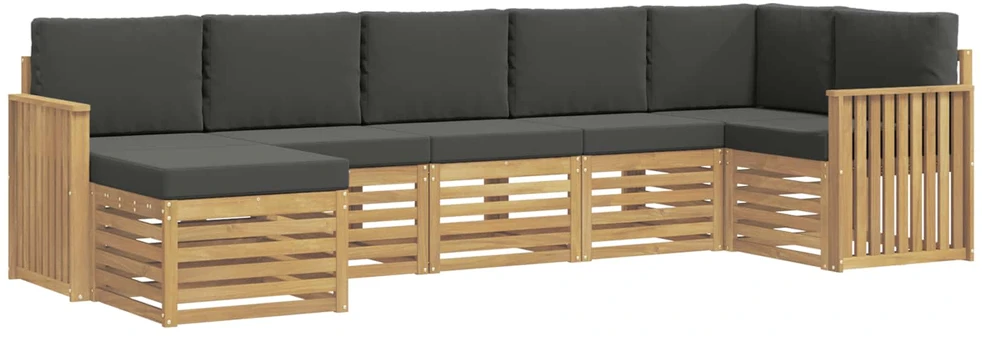 Lauko sofos komplektas 7 vnt. 6 vietos Balta ir antracito
