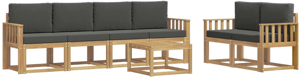 Lauko sofos komplektas 7 vnt. 6 vietos Balta ir antracito
