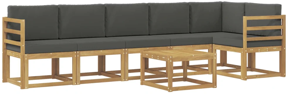 Lauko sofos komplektas 7 vnt. 6 vietos Balta ir antracito