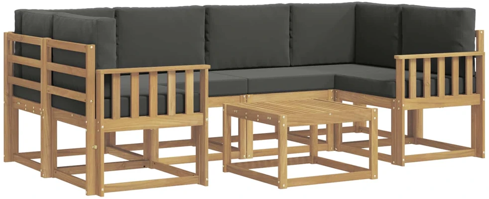 Lauko sofos komplektas 7 vnt. 6 vietos Balta ir antracito