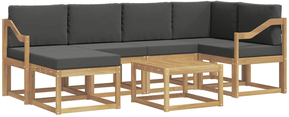 Lauko sofos komplektas 7 vnt. 6 vietos Balta ir antracito