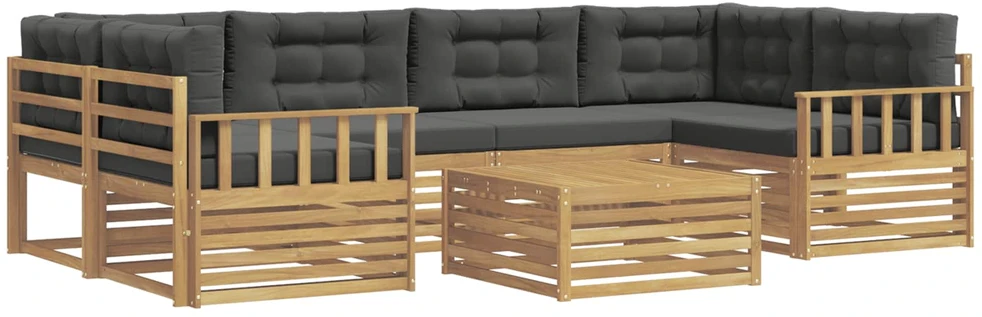 Lauko sofos komplektas 7 vnt. 6 vietos Balta ir antracito