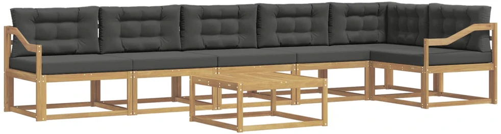 Lauko sofos komplektas 7 vnt. 6 vietos Balta ir antracito