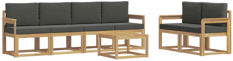 Lauko sofos komplektas 7 vnt. 6 vietos Balta ir antracito
