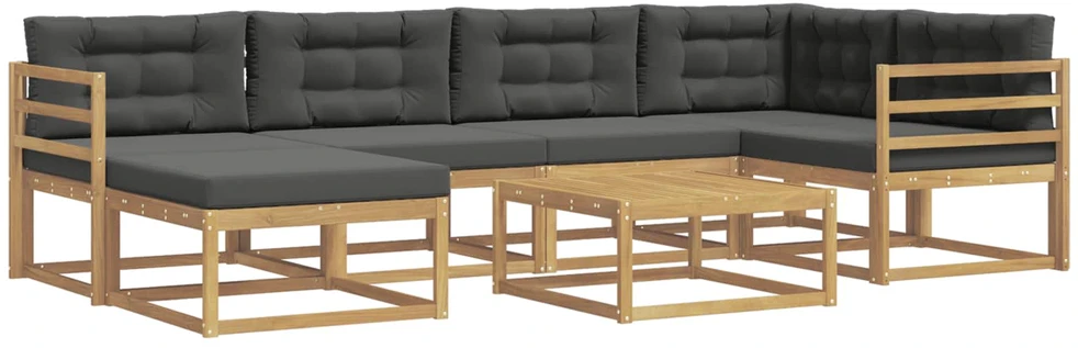 Lauko sofos komplektas 7 vnt. 6 vietos Balta ir antracito