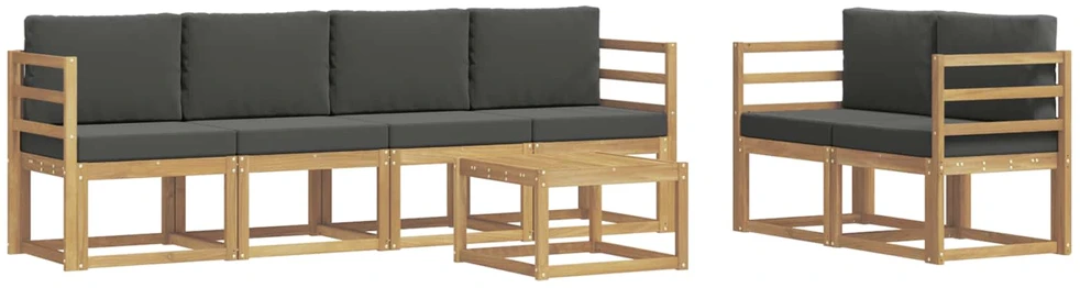 Lauko sofos komplektas 7 vnt. 6 vietos Balta ir antracito