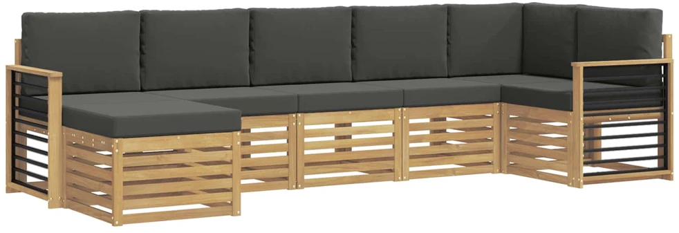 Lauko sofos komplektas 7 vnt. 6 vietos Balta ir antracito