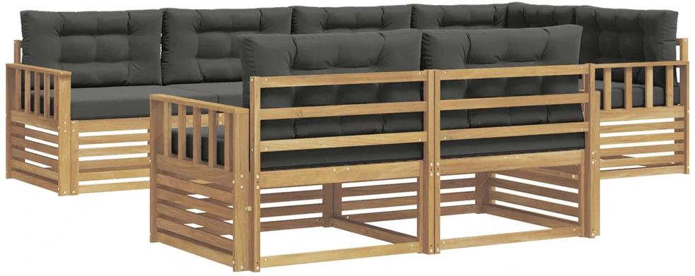 Lauko sofos komplektas 7 vnt. 7 vietos Balta ir antracito