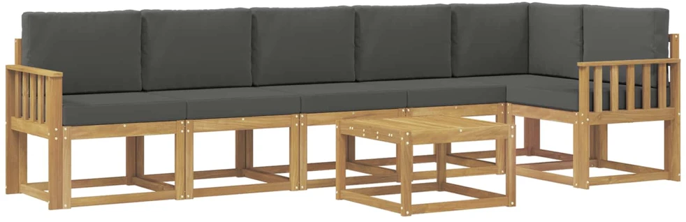 Lauko sofos komplektas 7 vnt. 6 vietos Balta ir antracito