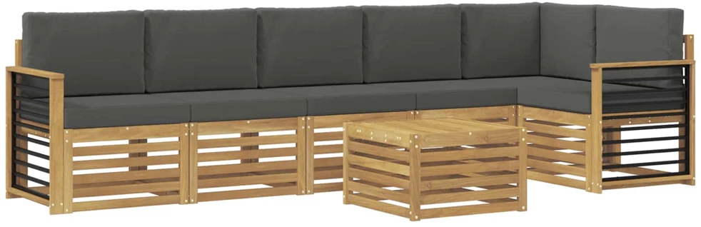 Lauko sofos komplektas 7 vnt. 6 vietos Balta ir antracito