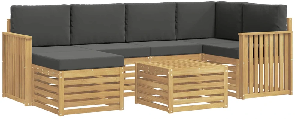 Lauko sofos komplektas 7 vnt. Balta ir antracito Poliesteris