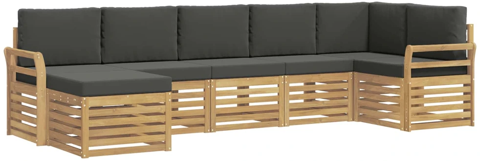 Lauko sofos komplektas 7 vnt. 6 vietos Balta ir antracito