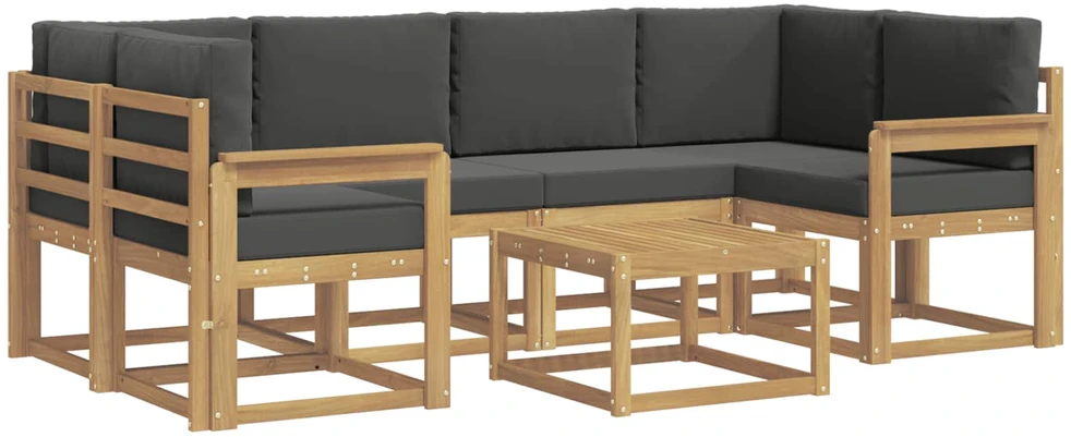 Lauko sofos komplektas 7 vnt. 6 vietos Balta ir antracito