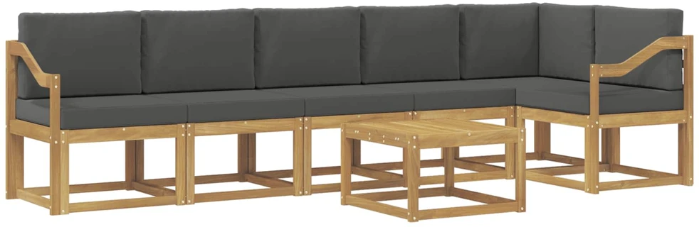 Lauko sofos komplektas 7 vnt. 6 vietos Balta ir antracito