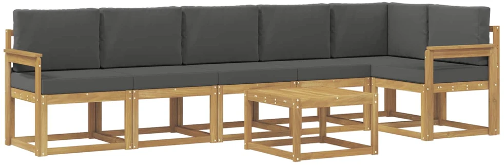 Lauko sofos komplektas 7 vnt. 6 vietos Balta ir antracito