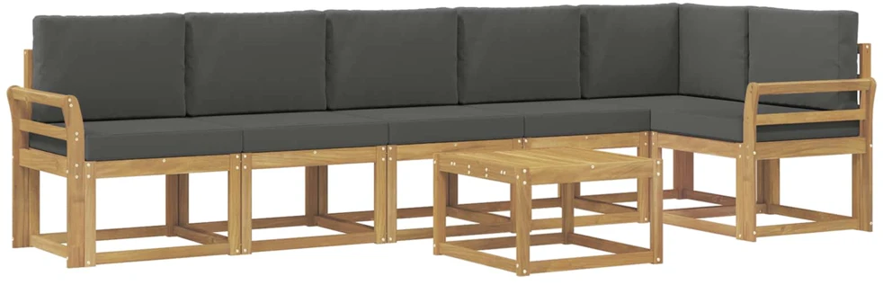 Lauko sofos komplektas 7 vnt. 6 vietos Balta ir antracito