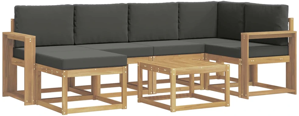 Lauko sofos komplektas 7 vnt. 6 vietos Balta ir antracito