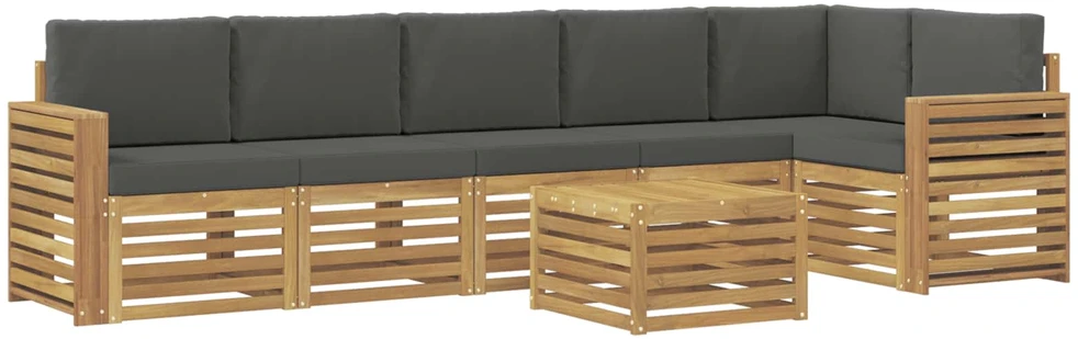 Lauko sofos komplektas 7 vnt. 6 vietos Balta ir antracito