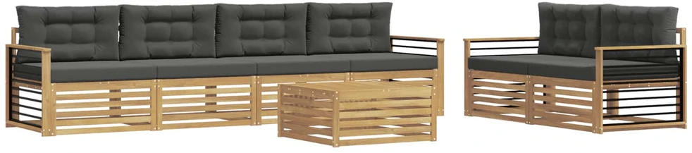 Lauko sofos komplektas 7 vnt. 6 vietos Balta ir antracito